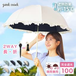 Pink Trick 完全遮光兩段摺疊晴雨兩用傘 (2way) 圖 2