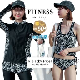UPF50+ 防紫外線率99%以上 遮蓋身形 女士長袖防曬泳衣5件套裝 分體式 大碼背心連短褲及緊身褲 可愛媽媽款 圖 47