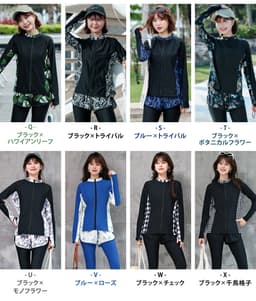 UPF50+ 防紫外線率99%以上 遮蓋身形 女士長袖防曬泳衣5件套裝 分體式 大碼背心連短褲及緊身褲 可愛媽媽款 圖 6