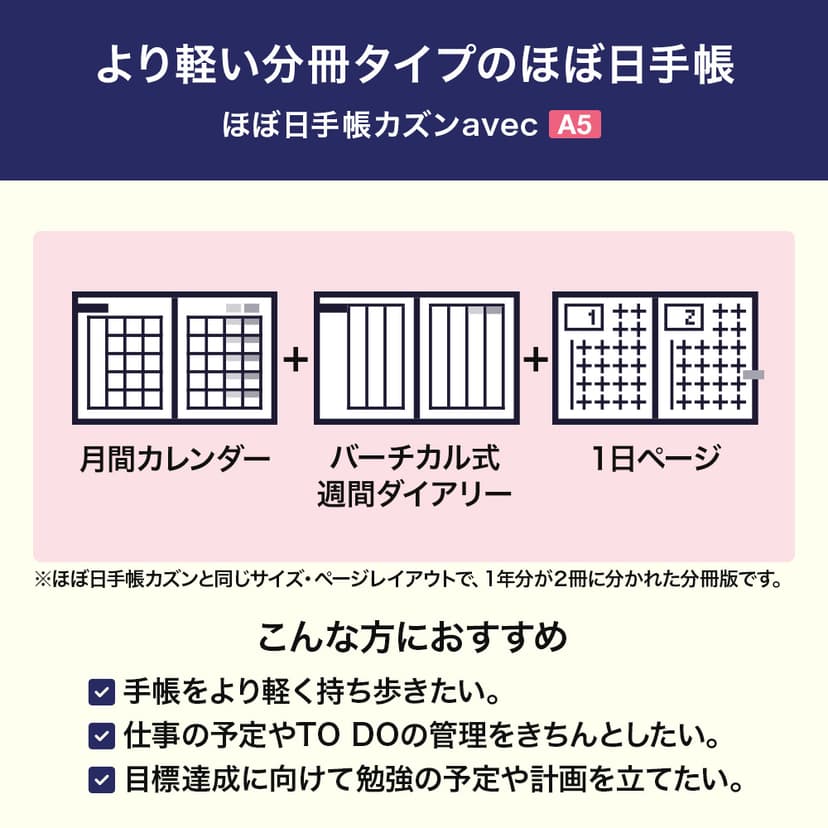 Hobonichi Techo 2026 手帳本體（替芯）Cousin [A5] 日文 avec 後期 1日1頁 7月 週一開端 圖 2