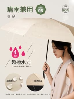 KONCIWA 高遮熱摺疊太陽傘 完全遮光 UV100% 輕量約220g 形狀記憶 5秒收納 自動開關 晴雨兩用 圖 12