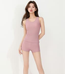 Teddy Shop 女裝坦基尼分體泳衣兩件套 無袖連胸墊上衣 短褲 遮肚顯瘦運動泳衣 圖 43