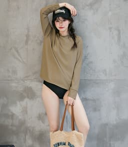 Teddy Shop UPF50+ 女裝防曬長袖泳衣套裝 3件套 連胸墊上衣、緊身褲及短褲 99%抗UV 小企領 拇指孔 遮肉顯瘦 圖 12