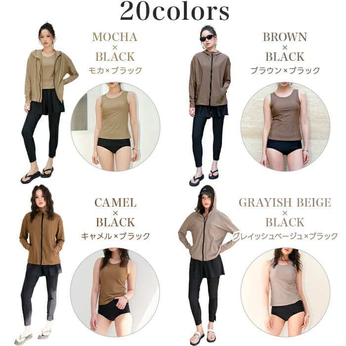 女裝連帽防曬泳衣套裝(5件套) 圖 1
