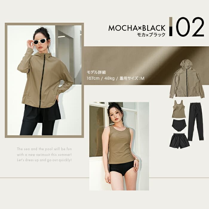 女裝連帽防曬泳衣套裝(5件套) 圖 37