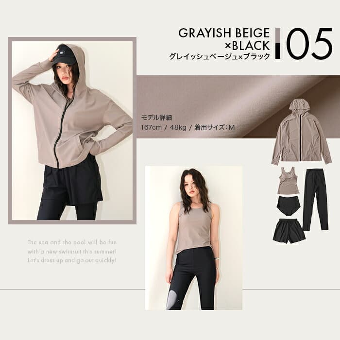 女裝連帽防曬泳衣套裝(5件套) 圖 52