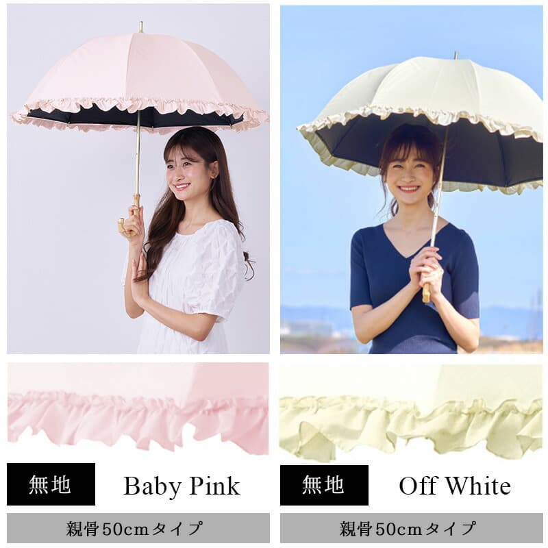 Pink Trick 荷葉邊完全遮光長傘(可選兩尺寸) 圖 12