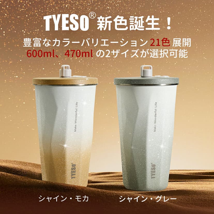 TYESO 不銹鋼保溫保冷吸管杯連蓋 防漏大容量水壺 圖 6