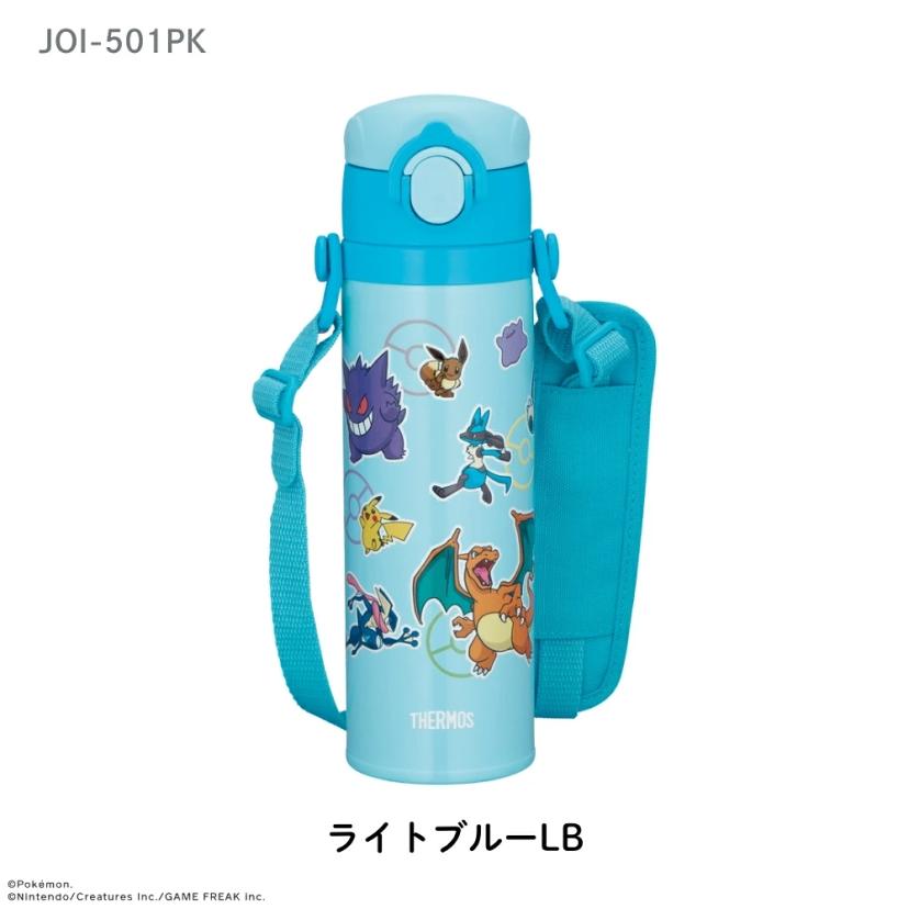 Thermos 寶可夢真空隔熱兒童移動馬克杯 500 毫升 JOI-501PK 兒童水瓶一鍵帶子包括暖/冷 3 圖 3