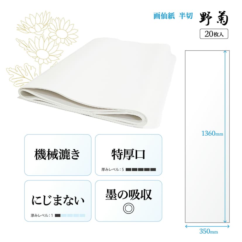 野菊 半切條幅紙 (100張) 漢字書法練習用紙 特厚口 圖 15