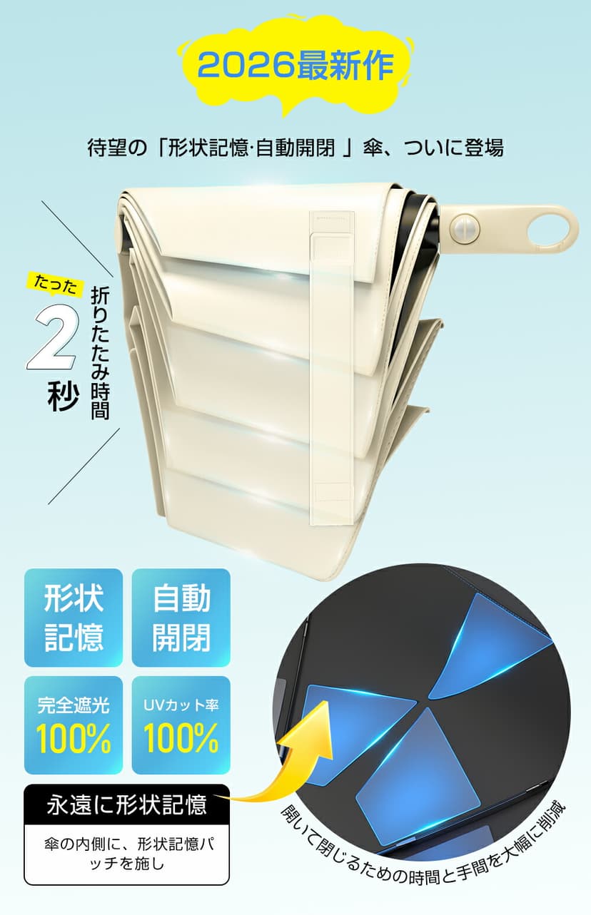 Rxdmss 輕量形狀記憶自動開收防曬摺疊傘 圖 2