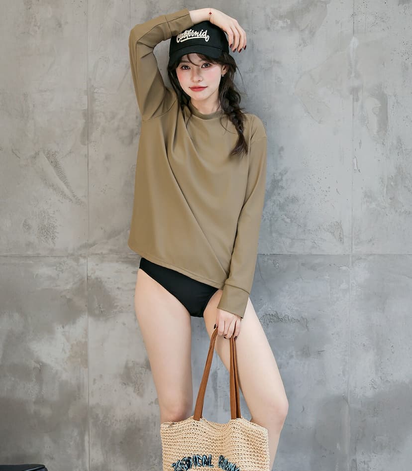 Teddy Shop UPF50+ 女裝防曬長袖泳衣套裝 3件套 連胸墊上衣、緊身褲及短褲 99%抗UV 小企領 拇指孔 遮肉顯瘦 圖 12