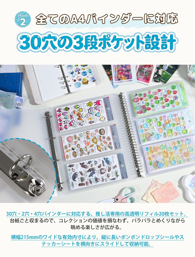 AGPTEK 高透明 A4 貼紙收納內頁(3口袋) 圖 5