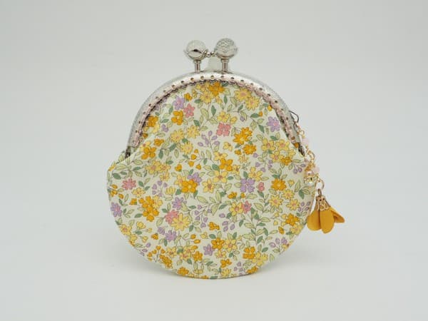 gonta 小花黃色圖案 金屬扣散銀包(金屬框8.5厘米)