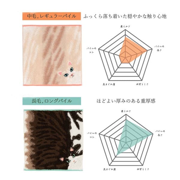 貓咪毛手感毛巾手帕 八分裂紋貓藍色款