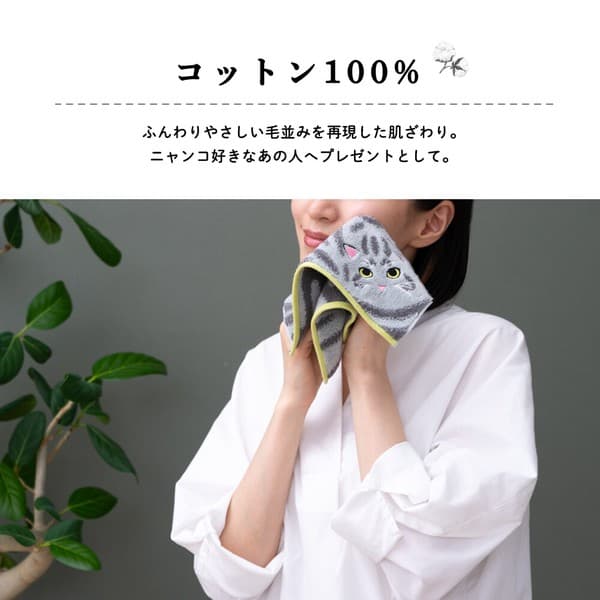 貓咪毛手感毛巾手帕 八分裂紋貓藍色款