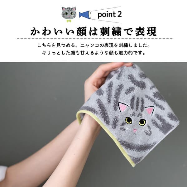 我家貓咪毛感毛巾手帕 三色貓款