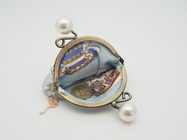 「Tea Time B♡淺藍」金屬扣散銀包(金屬框寬度8.5厘米)