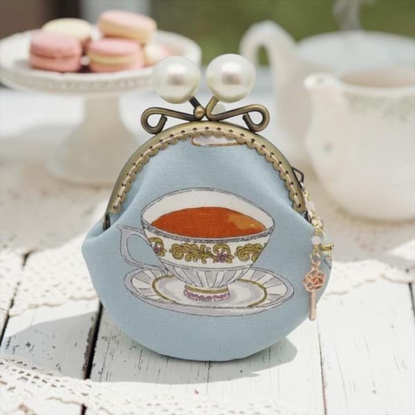 「Tea Time B♡淺藍」金屬扣散銀包(金屬框寬度8.5厘米)