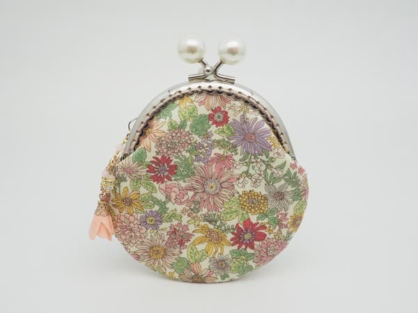 gonta 粉色系花卉圖案金屬扣散銀包(金屬框8.5厘米)