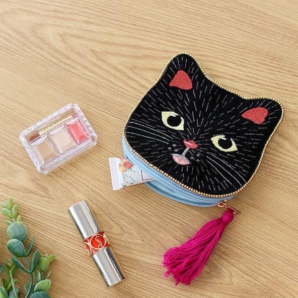 貓咪刺繡珠片散銀包