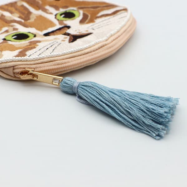 貓咪刺繡珠片散銀包