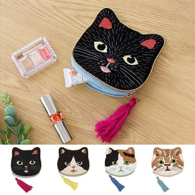 貓咪刺繡珠片散銀包