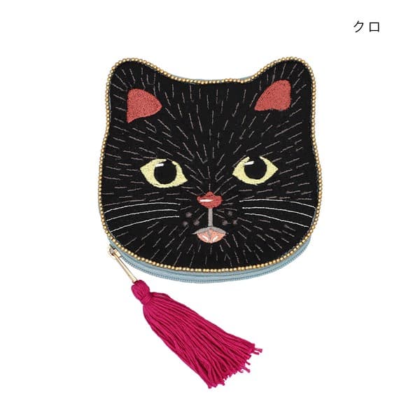 貓咪刺繡珠片散銀包