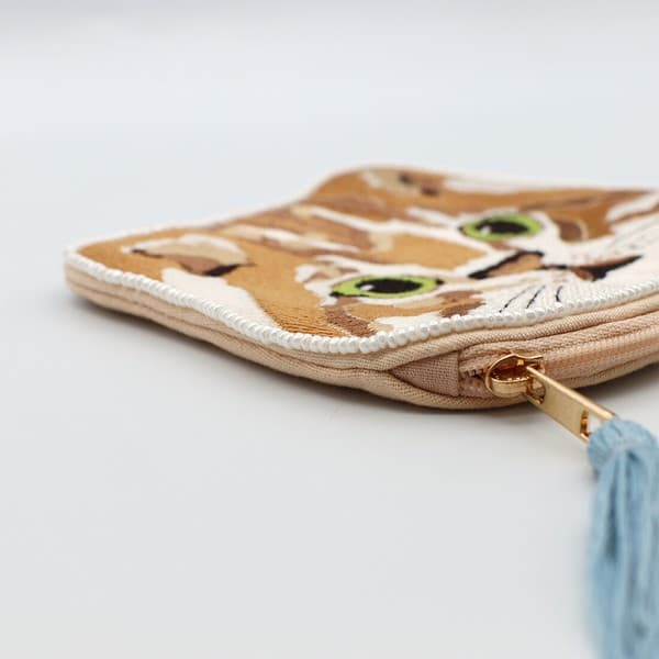 貓咪刺繡珠片散銀包