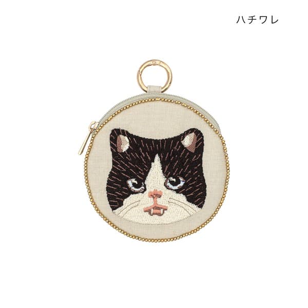 貓咪刺繡圓形珠片小袋