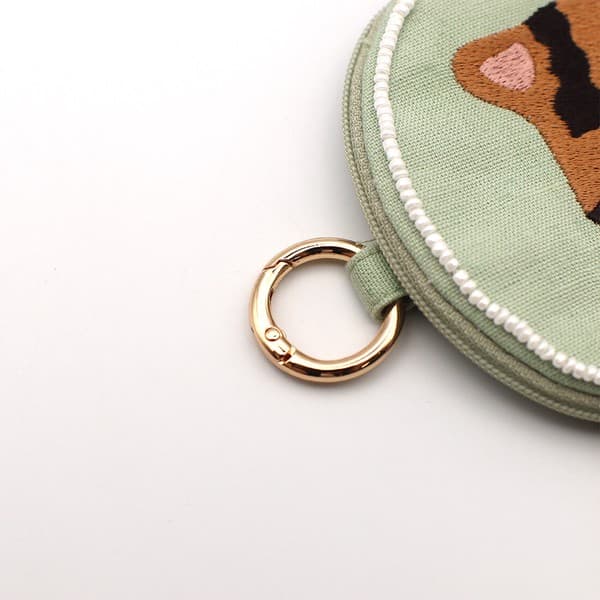 貓咪刺繡圓形珠片小袋