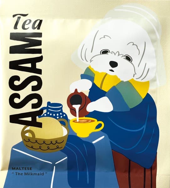 名畫犬阿薩姆紅茶三角茶包 摩天使幼犬包裝