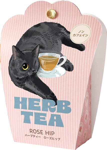 貓咪插畫黑貓設計玫瑰果茶三角茶包禮袋