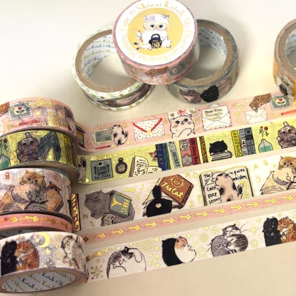 My Dear Cats 貓咪燙金和紙膠帶2卷套裝 cat letters