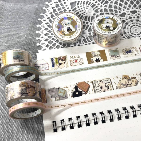 My Dear Cats 貓咪燙金和紙膠帶2卷套裝 cat letters