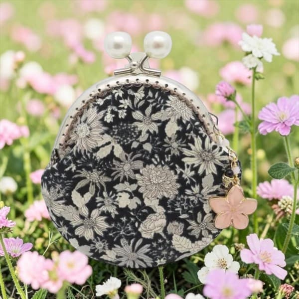 gonta 藍色花卉印花金屬扣散銀包(金屬框8.5厘米)