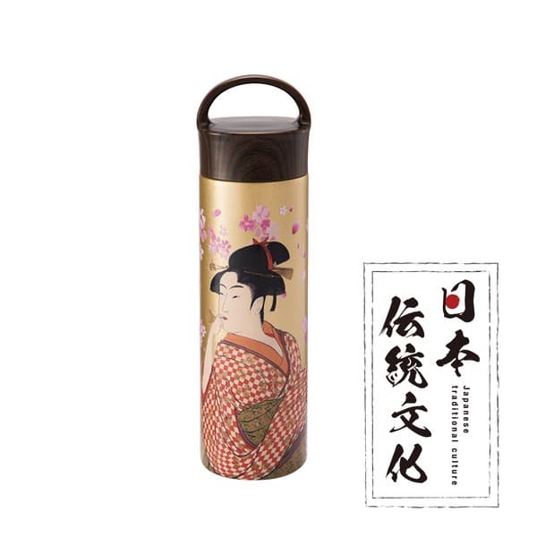 ReachWill 日本傳統文化系列 不鏽鋼保溫瓶 400ml 吹玻璃少女圖案