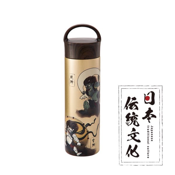 日本傳統文化系列不鏽鋼保溫瓶 400ml 風神雷神圖案