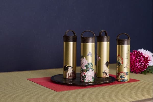日本傳統文化系列不鏽鋼保溫瓶 400ml 菊花圖案