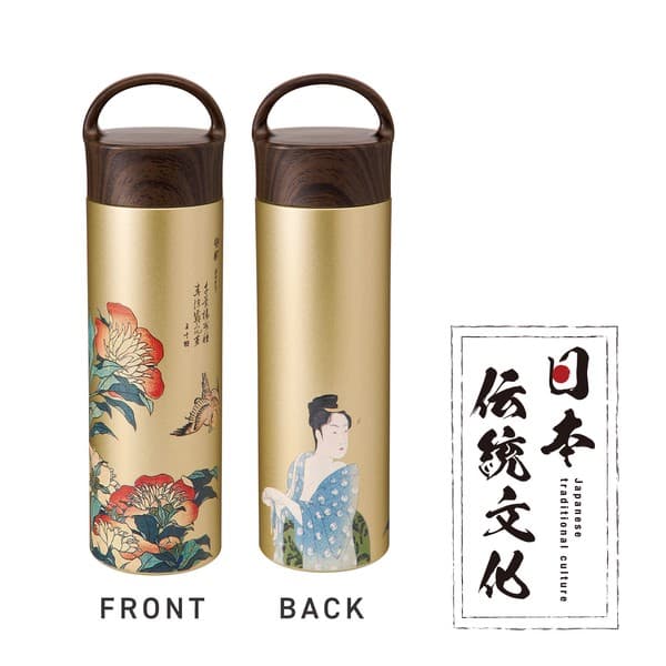 日本傳統文化系列不鏽鋼保溫瓶 400ml 芍藥圖案