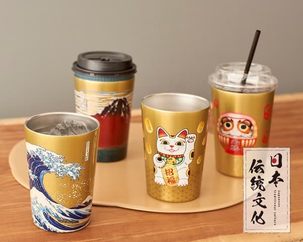 日本傳統文化系列不鏽鋼杯460ml 達摩圖案