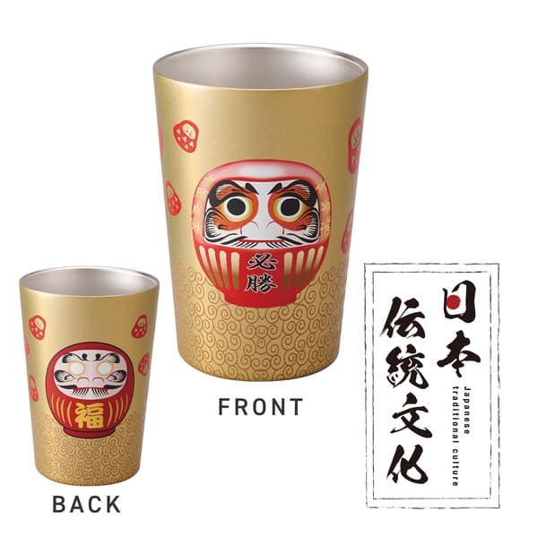 日本傳統文化系列不鏽鋼杯460ml 達摩圖案